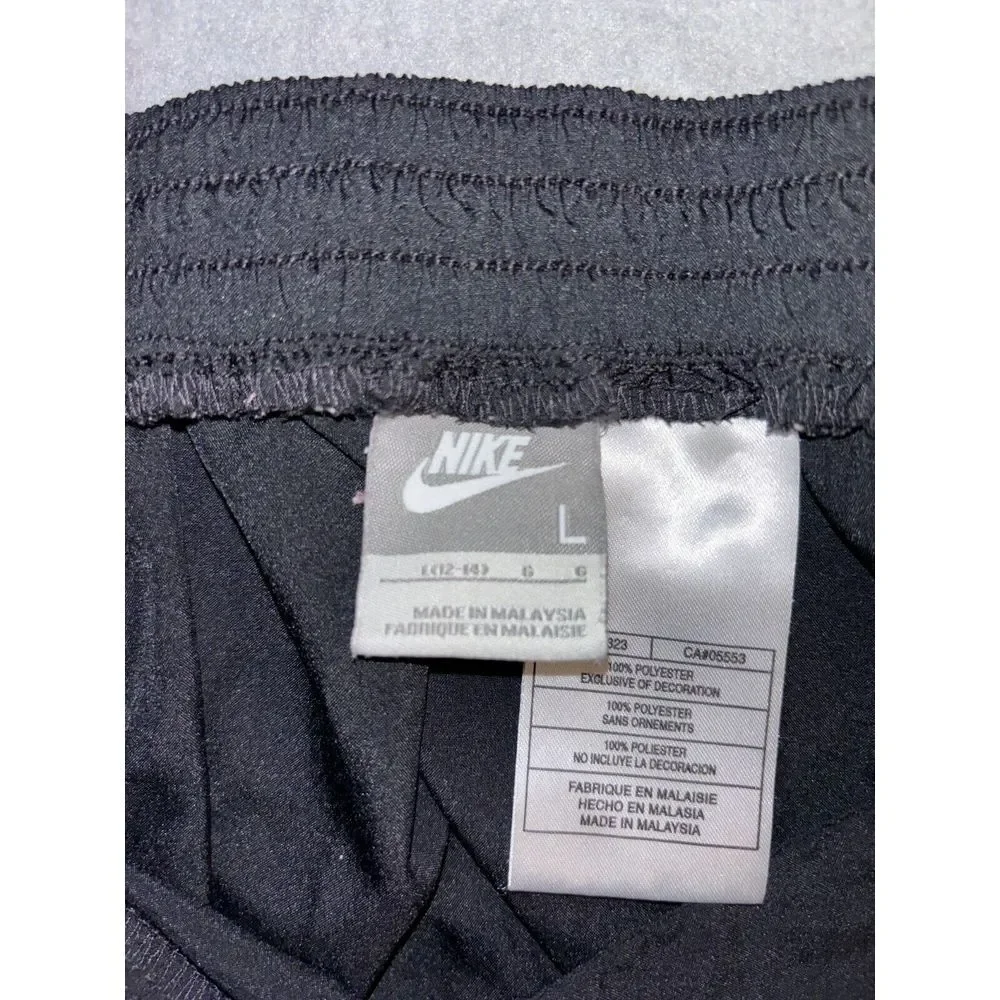 Nike Pants Womens Large Black Pockets Flat Front Elastic Waist Straight Leg Logo